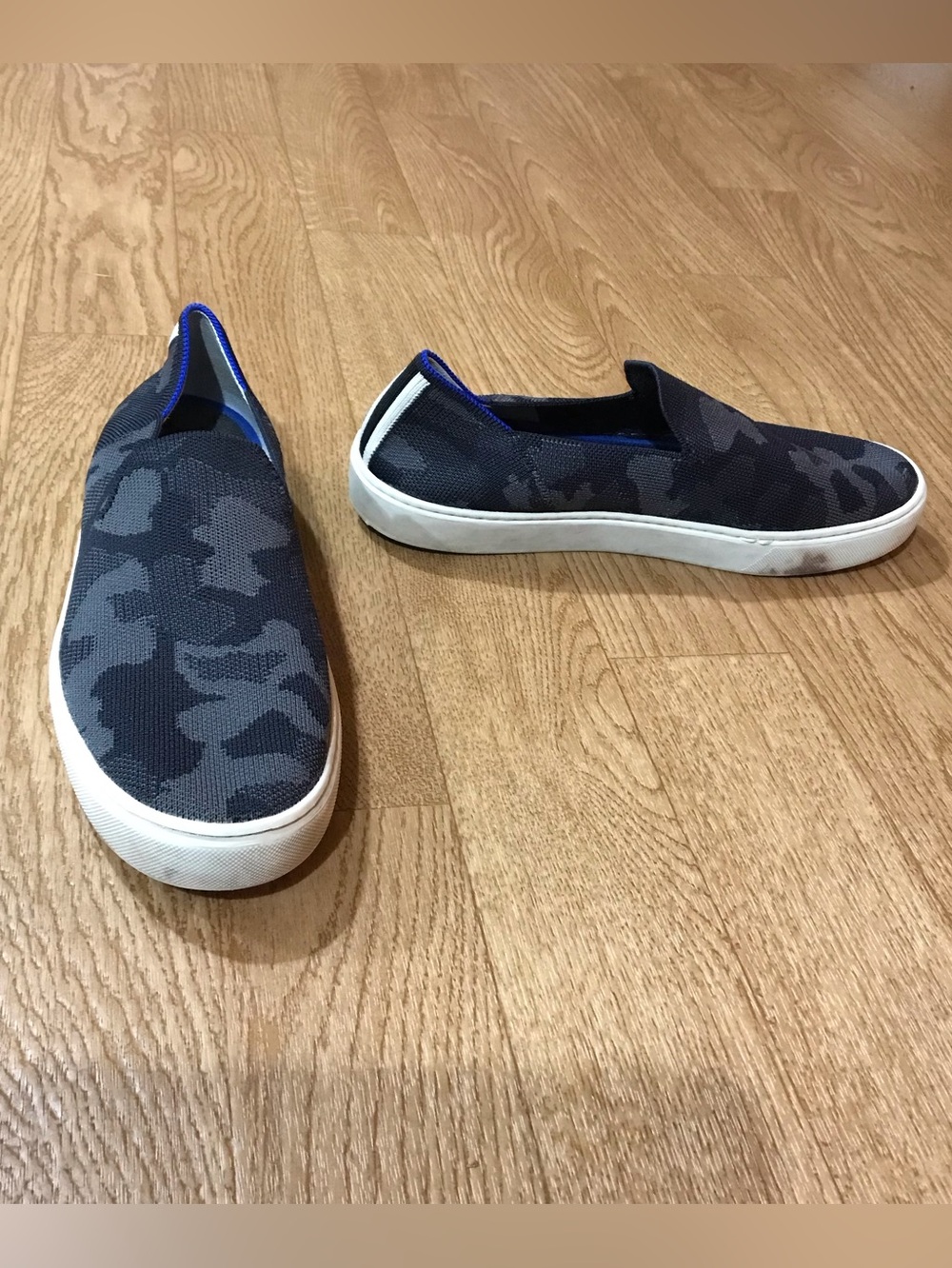 Rothy's The Sneaker Gray Camo Slip On Round Toe Flats Shoes Womens Size 10